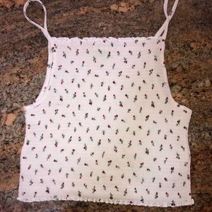 Cropped tank top with roses